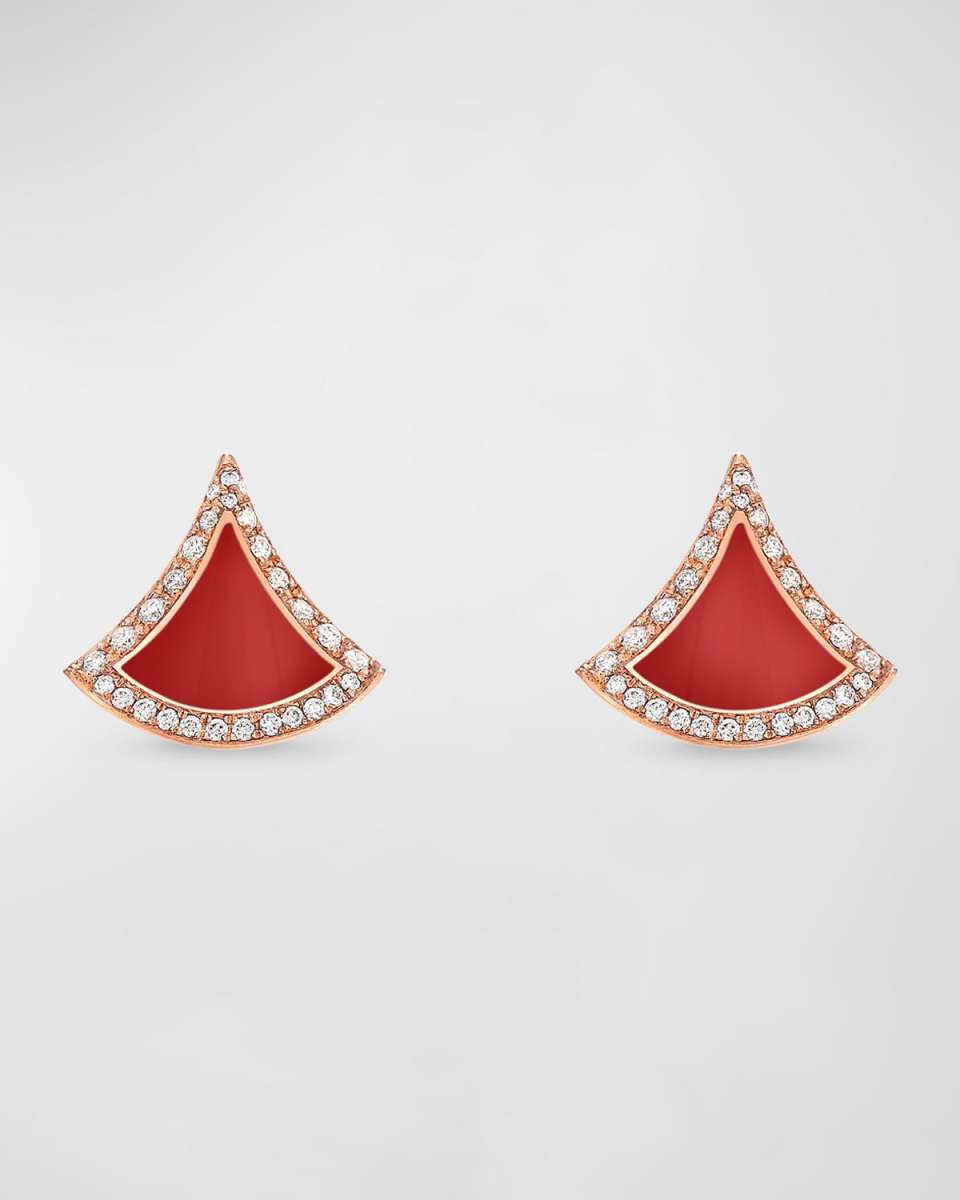 18K Rose Gold Divas' Dream Carnelain Pave Stud Earrings